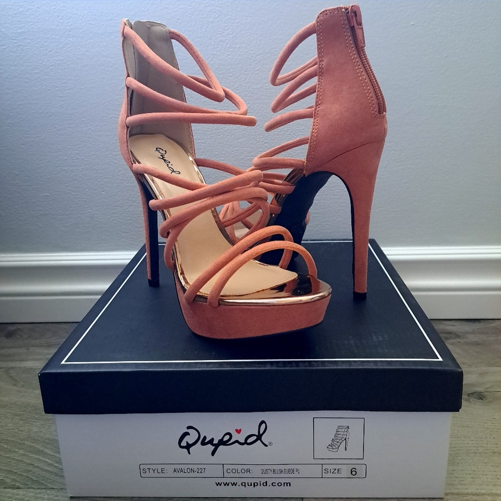 Qupid Coral Strappy High Heel Sandals